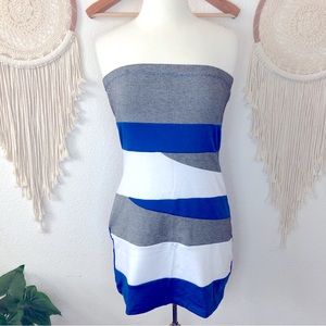 Collection 18 gray blue and white bodycon strapless dress XL